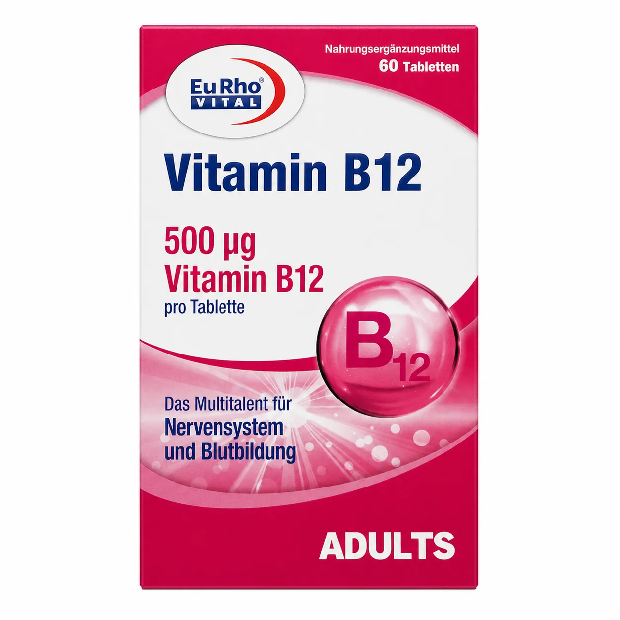 eurho-vital-vitamin-b12-60-tabs.webp قرص ویتامین B12 یوروویتال ۶۰ عددی